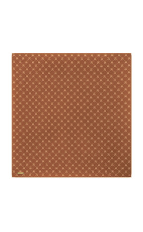 Tan Butterfly Monogram Twill Silk Square Scarf 