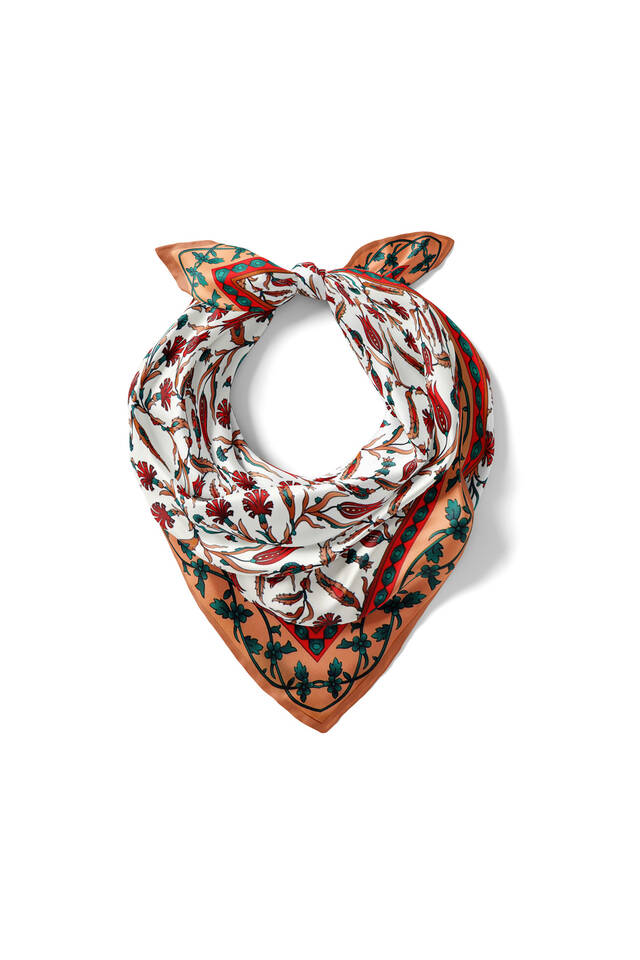 Tan Tulip Carnation Pattern Silky Pocket Square - 2