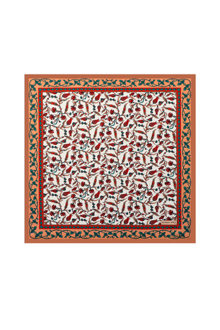 Tan Tulip Carnation Pattern Silky Pocket Square 