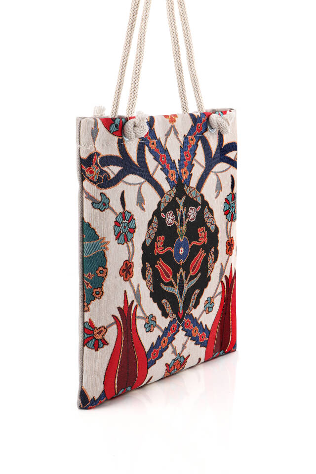 Tile Tulip Pattern Tapestry Shoulder Bag - 2