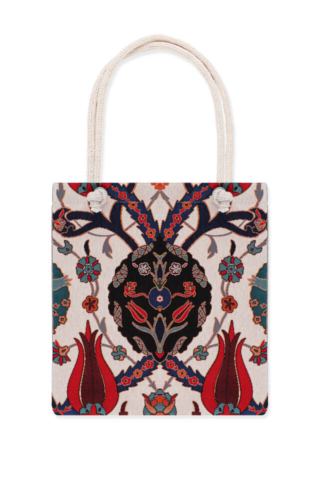 Tile Tulip Pattern Tapestry Shoulder Bag - Bursa İpek