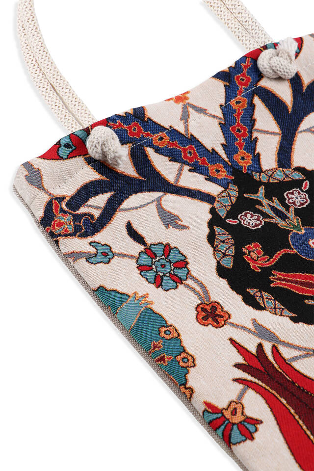 Tile Tulip Pattern Tapestry Shoulder Bag - 3