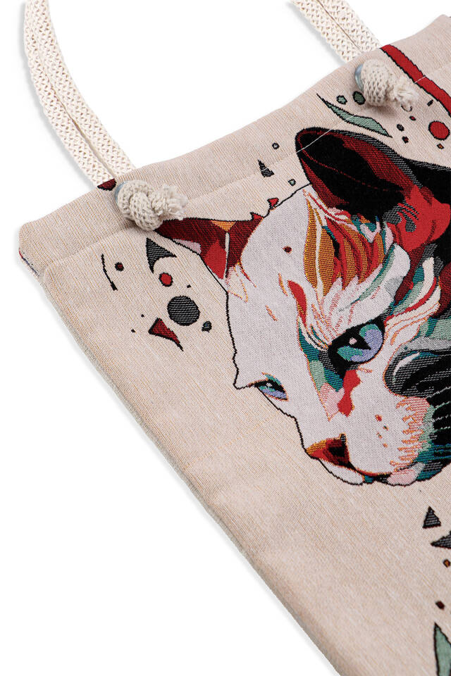 Cat Pattern Tapestry Shoulder Bag - 3