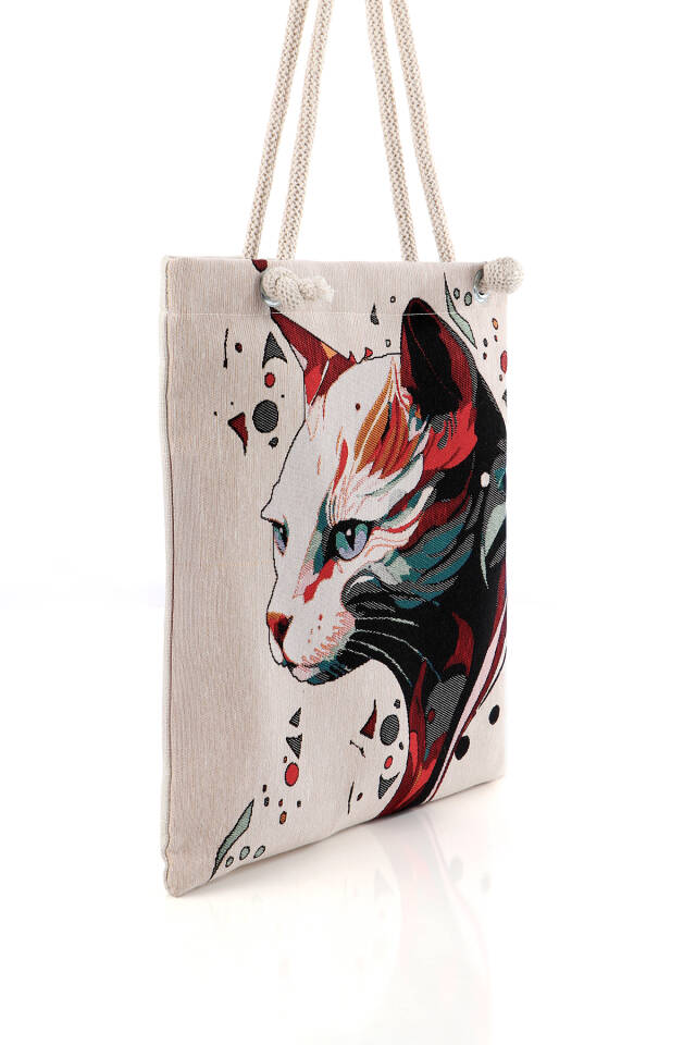 Cat Pattern Tapestry Shoulder Bag - 2