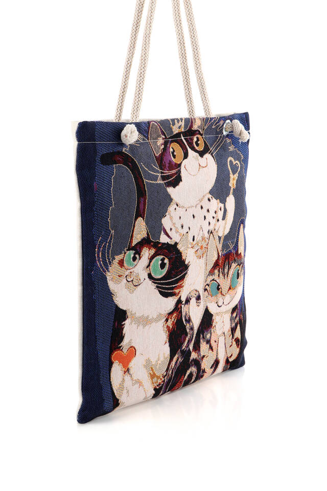 Cat Pattern Tapestry Shoulder Bag - 2