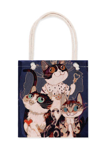 Cat Pattern Tapestry Shoulder Bag 