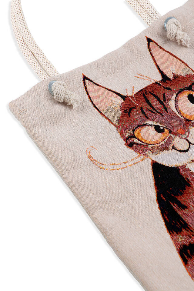 Cat Pattern Tapestry Shoulder Bag - 3