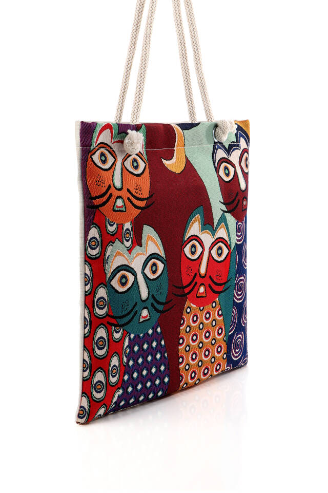 Cat Pattern Tapestry Shoulder Bag - 2