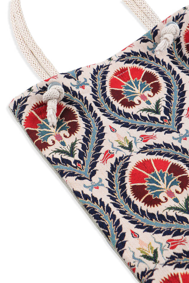 Ivy Carnation Pattern Tapestry Shoulder Bag - 3