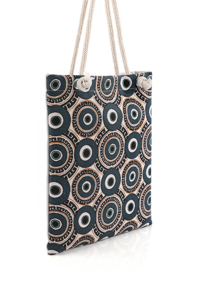 Evil Eye Bead Pattern Tapestry Shoulder Bag - 2