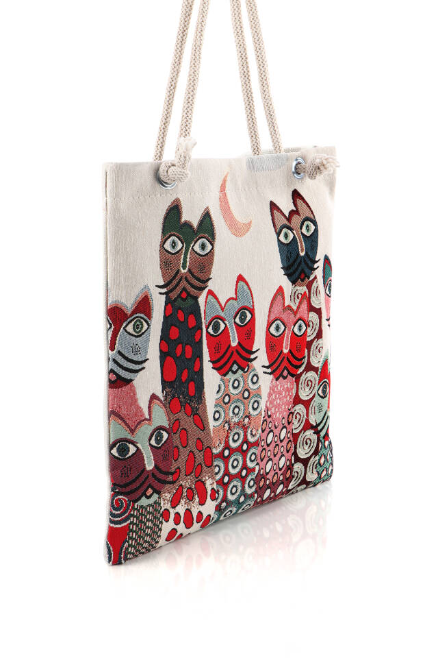 Cat Pattern Tapestry Shoulder Bag - 2