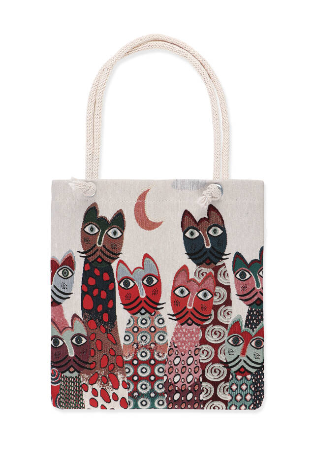 Cat Pattern Tapestry Shoulder Bag - Bursa İpek