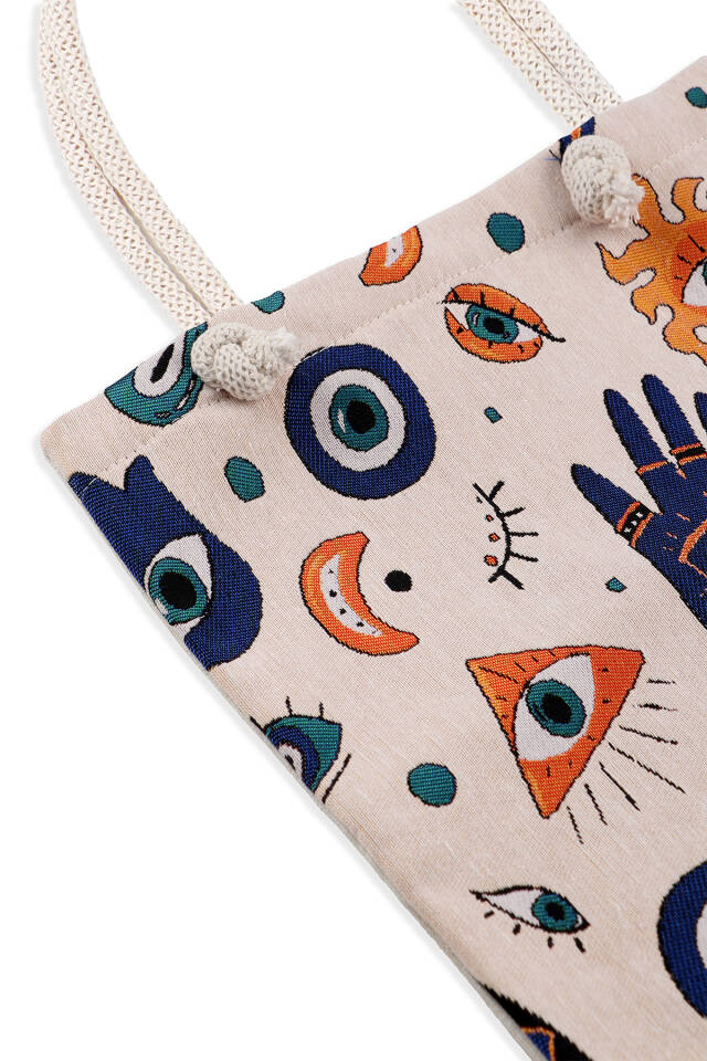 Eye Pattern Tapestry Shoulder Bag - 3