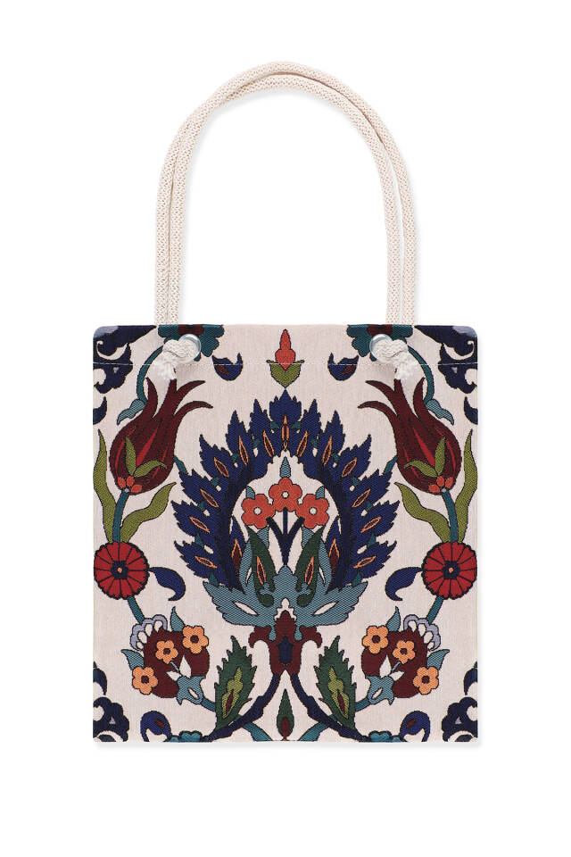 Tulip Flower Pattern Tapestry Shoulder Bag - Bursa İpek