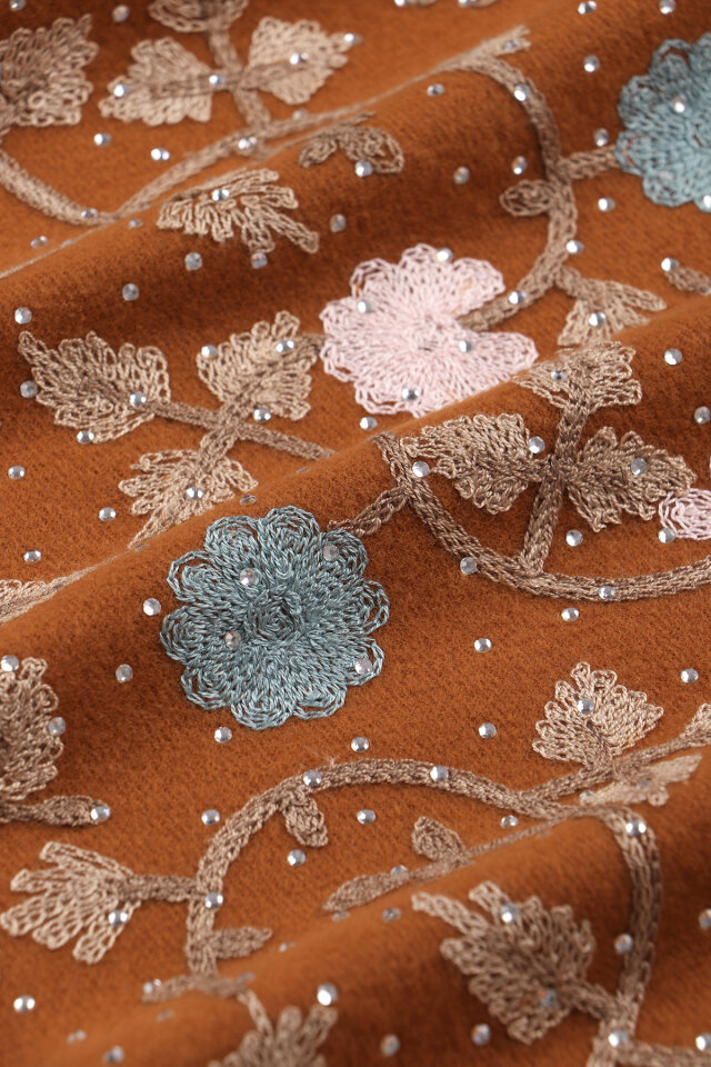 Cinnamon Stone Embroidered Winter Shawl - 4