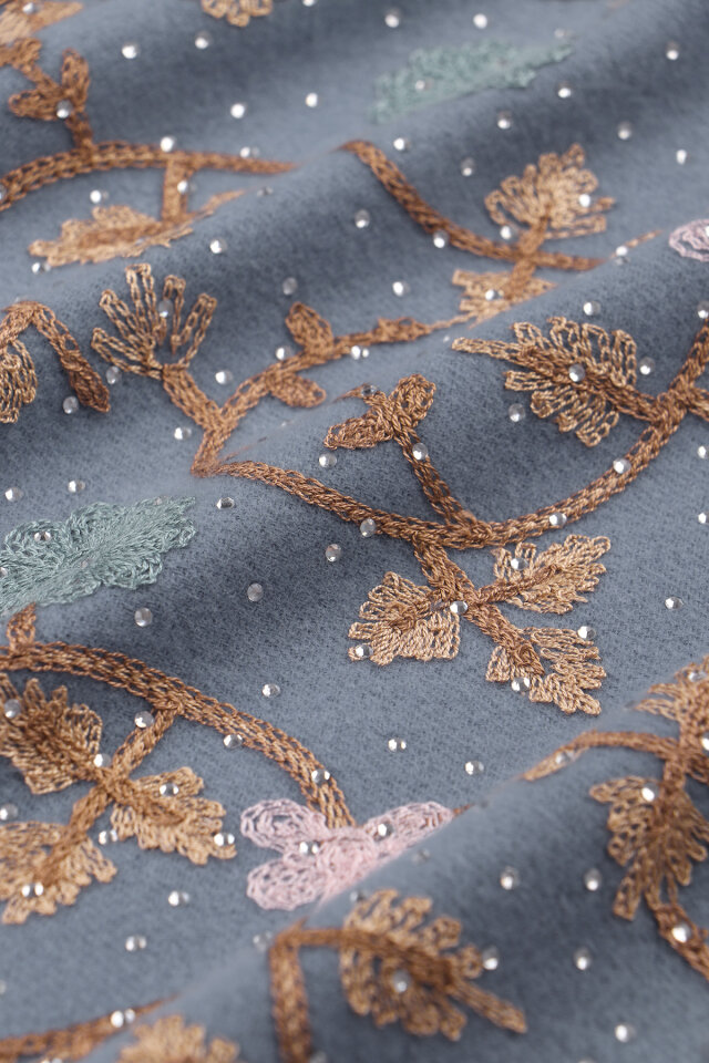 İndigo Taşlı Nakışlı Kışlık Şal - 4