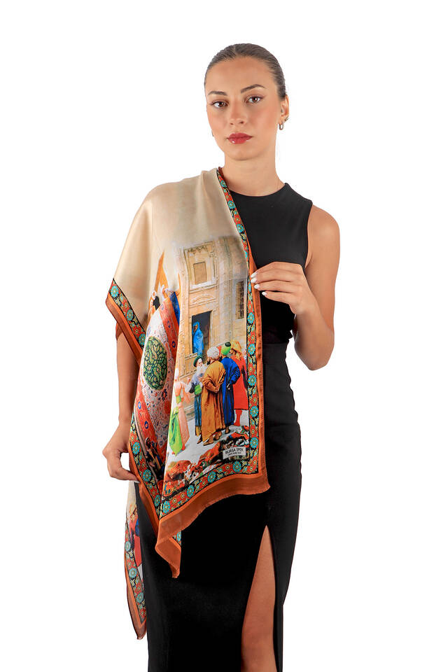 Tile Carpet Merchants Silk Painting Foulard - 2