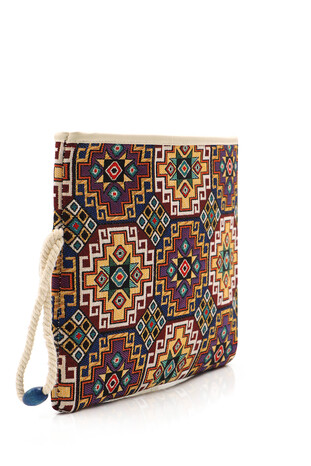 Tile Pattern Tapestry Handbag - Thumbnail