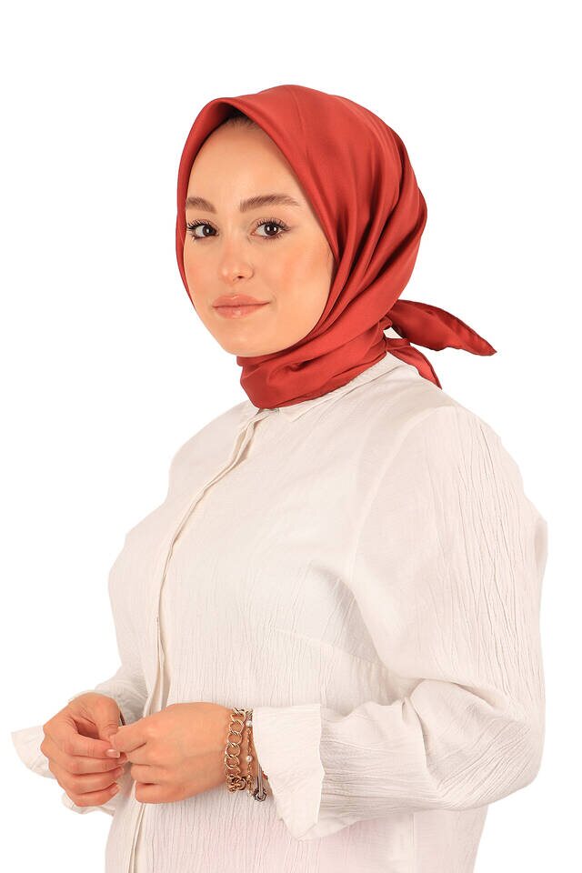 Tile Solid Color Twill Silk Square Scarf - 2