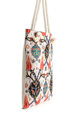 Tile Tulip Pattern Tapestry Shoulder Bag - Thumbnail