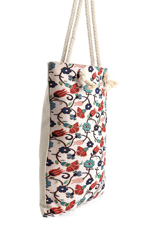 Tulip Carnation Pattern Tapestry Shoulder Bag - Thumbnail