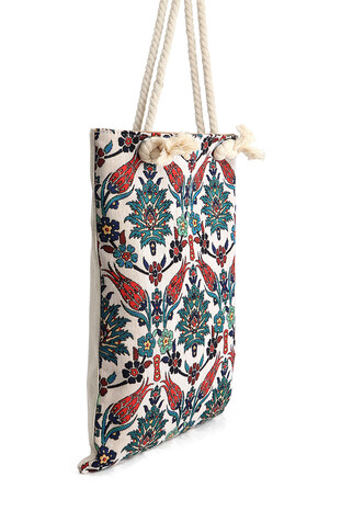 Tulip Flower Pattern Tapestry Shoulder Bag - Thumbnail