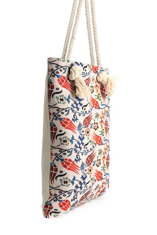 Tulip Pattern Tapestry Shoulder Bag - Thumbnail