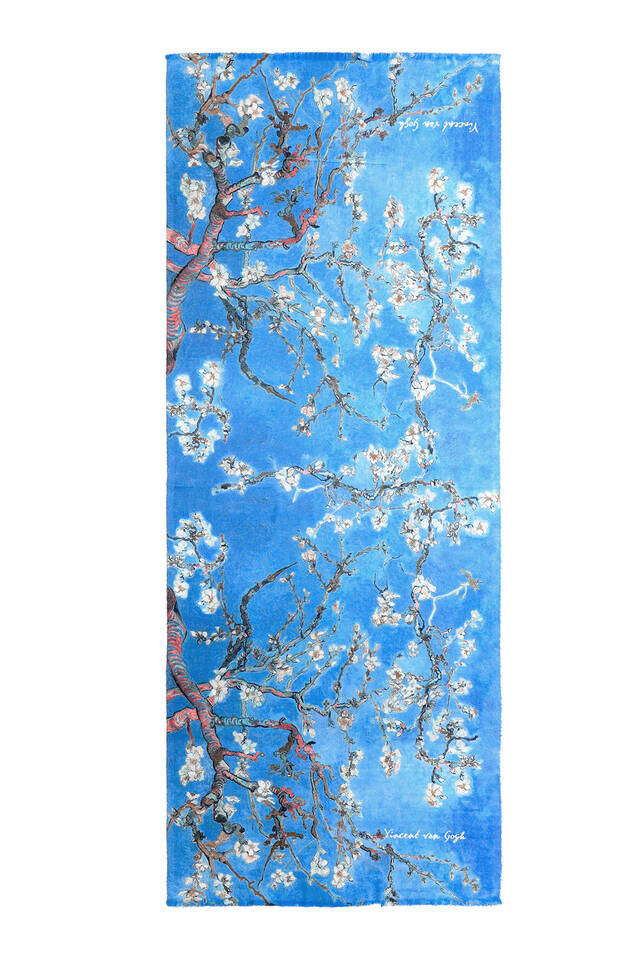 Turquoise Almond Blossom Pattern Winter Shawl - 4