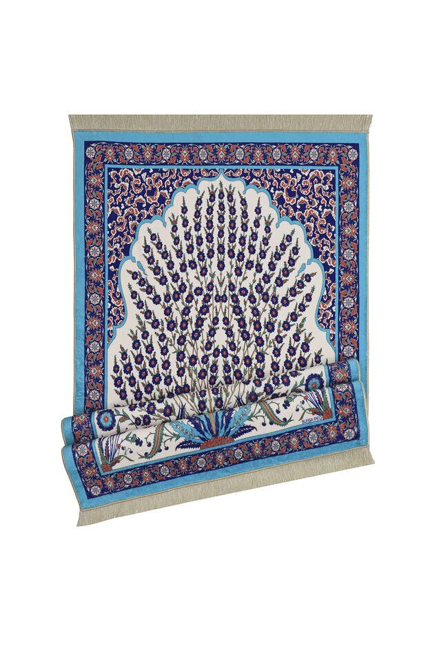 Turquoise Bamboo Carpet Prayer Rug - 4