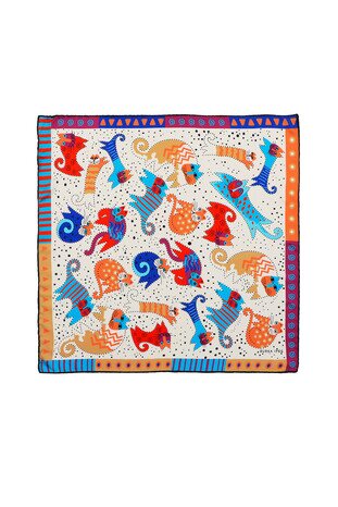 Turquoise Beige Patterned Silky Pocket Square 