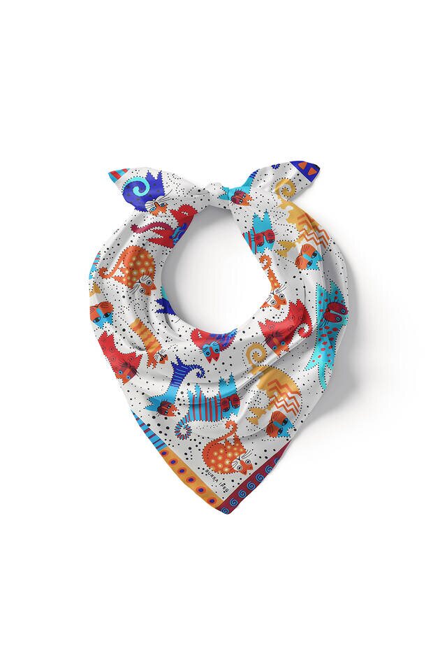 Turquoise Beige Patterned Silky Pocket Square - 2