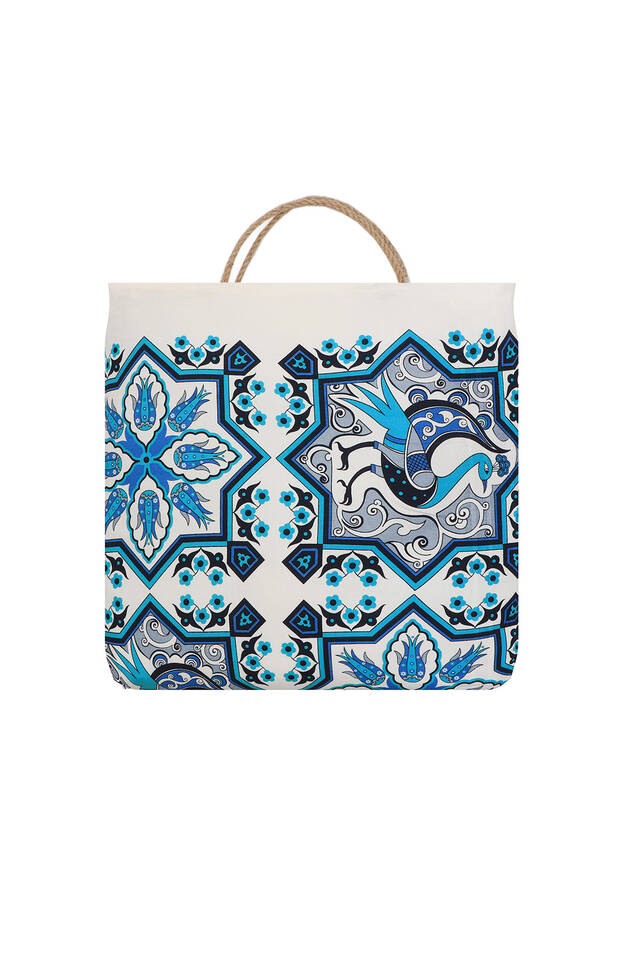 Turquoise Blue Printed Peacock Pattern Bathrobe - 4