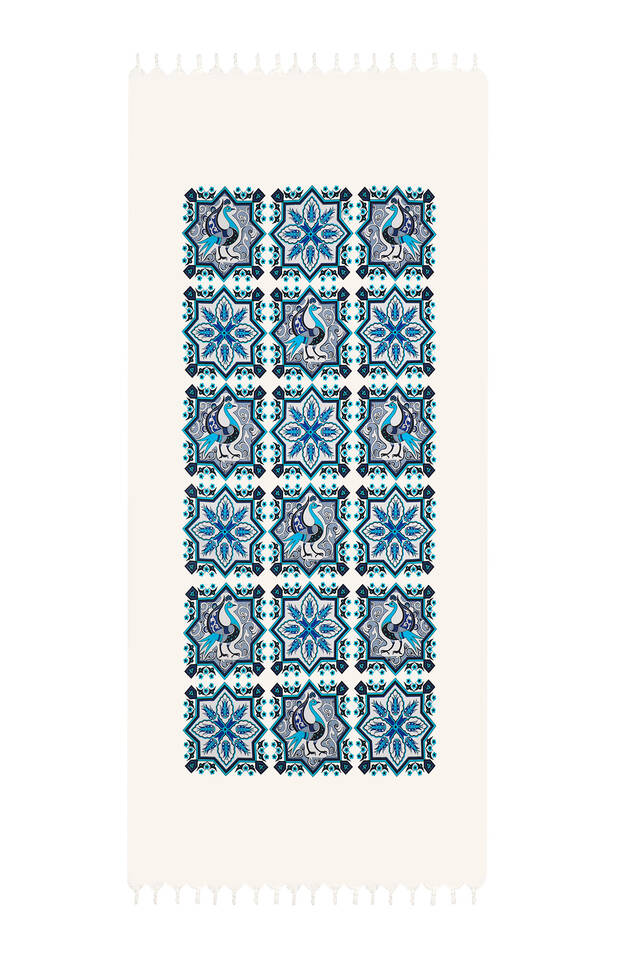 Turquoise Blue Printed Peacock Pattern Loincloth - 2