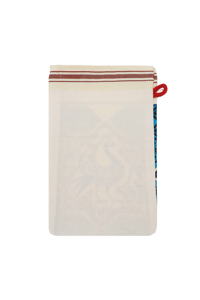 Turquoise Blue Printed Peacock Pattern Pouch - 2