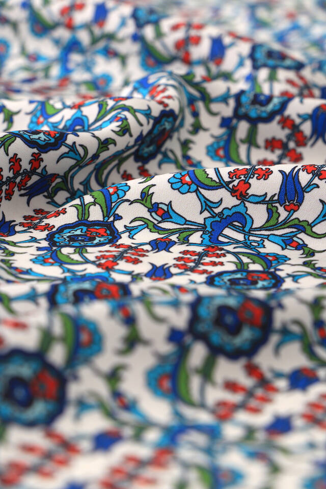 Turquoise Ivy Tulip Pattern Silky Pocket Square - 3