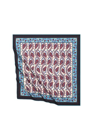 Turquoise Ivy Tulip Pattern Silky Square Scarf 