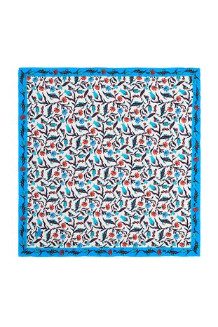 Turquoise Red Carnation Tulip Silk Square Scarf - Thumbnail