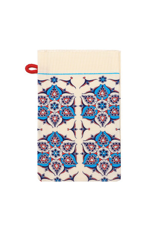 Turquoise Red Printed Anatolian Pattern Pouch - Thumbnail