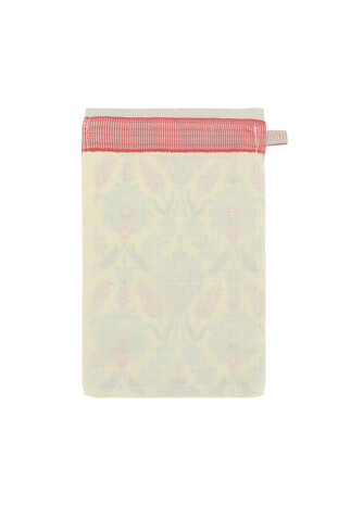 Turquoise Red Printed Carnation Pattern Pouch - Thumbnail