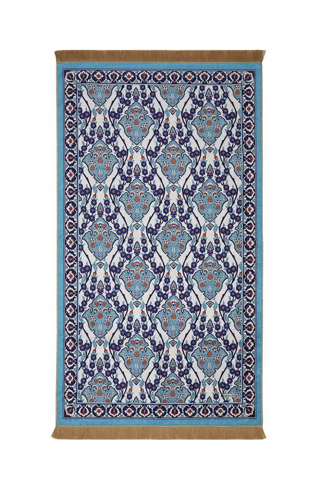 Turquoise Velvet Carpet Prayer Rug 