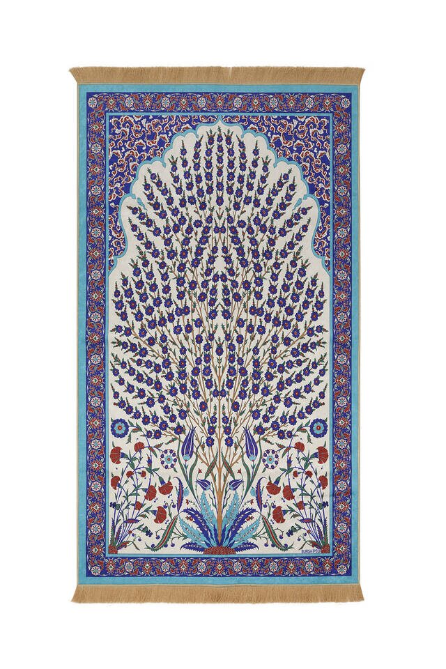 Turquoise Velvet Carpet Prayer Rug 