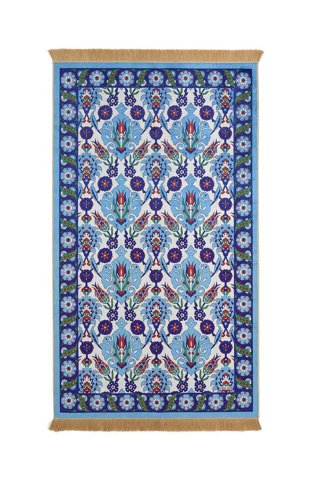 Turquoise Velvet Carpet Prayer Rug 
