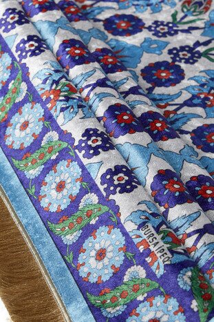 Turquoise Velvet Carpet Prayer Rug - Thumbnail