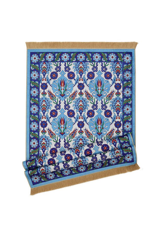 Turquoise Velvet Carpet Prayer Rug - 4