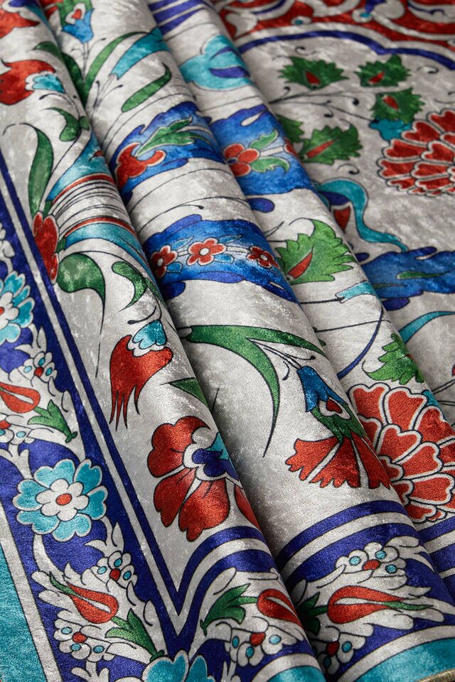 Turquoise Velvet Carpet Prayer Rug - 2