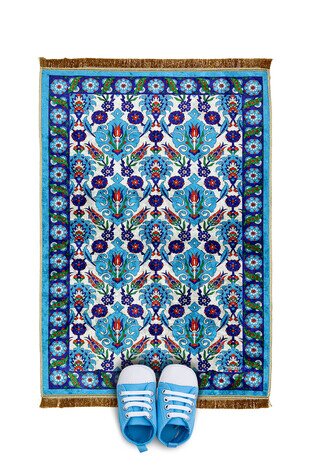 Turquoise Velvet Children's Prayer Rug 