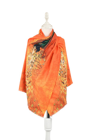Turuncu Adele Desen Kışlık Şal 