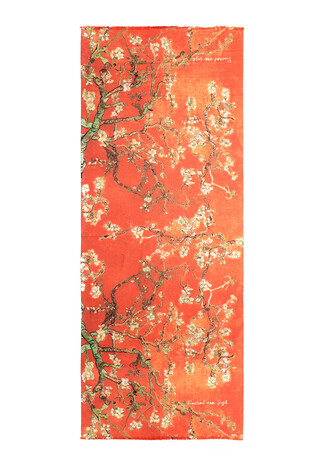 Turuncu Badem Çiçeği Desen Kışlık Şal - Thumbnail