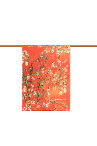 Turuncu Badem Çiçeği Desen Kışlık Şal - Thumbnail