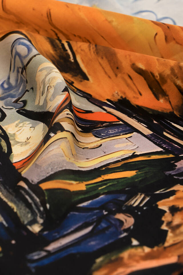 Turuncu Güz Desen İpek Mendil - 3